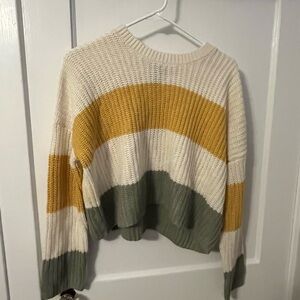 Striped Cream, Yellow, and Green Sweater